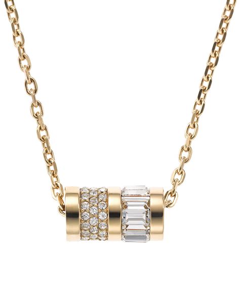 michael kors stainless steel barrel necklace|Michael Kors necklace set.